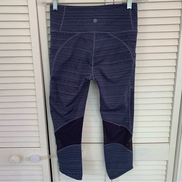 Athleta Jacquard Mesh Capri Leggings S Periwinkle High Rise 22” Crop Gym Yoga - Picture 6 of 16